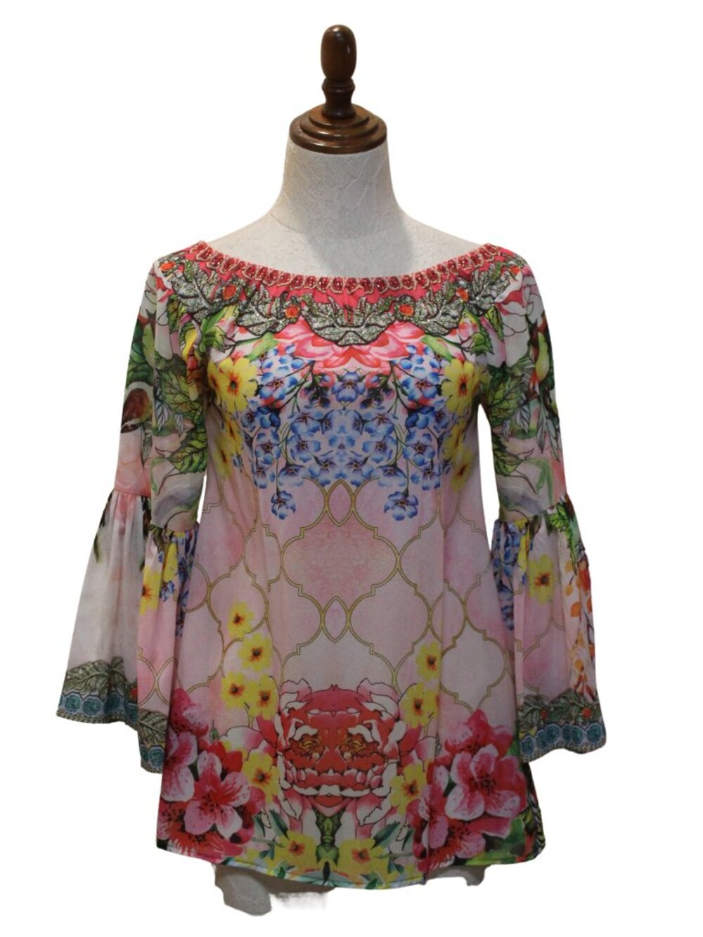 Exotic Gem Flowly Long Sleeve Blouse - Pink
